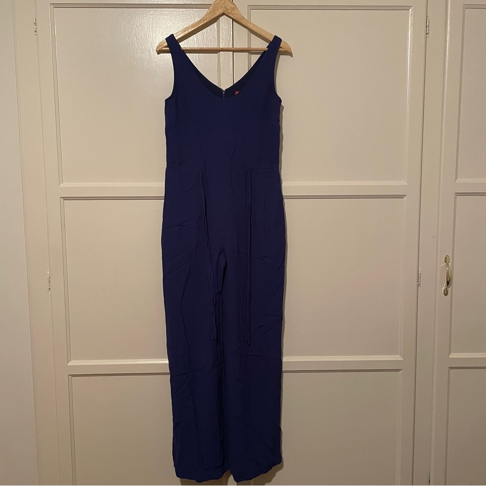 STAUD Deep Blue V-Neck Jumpsuit